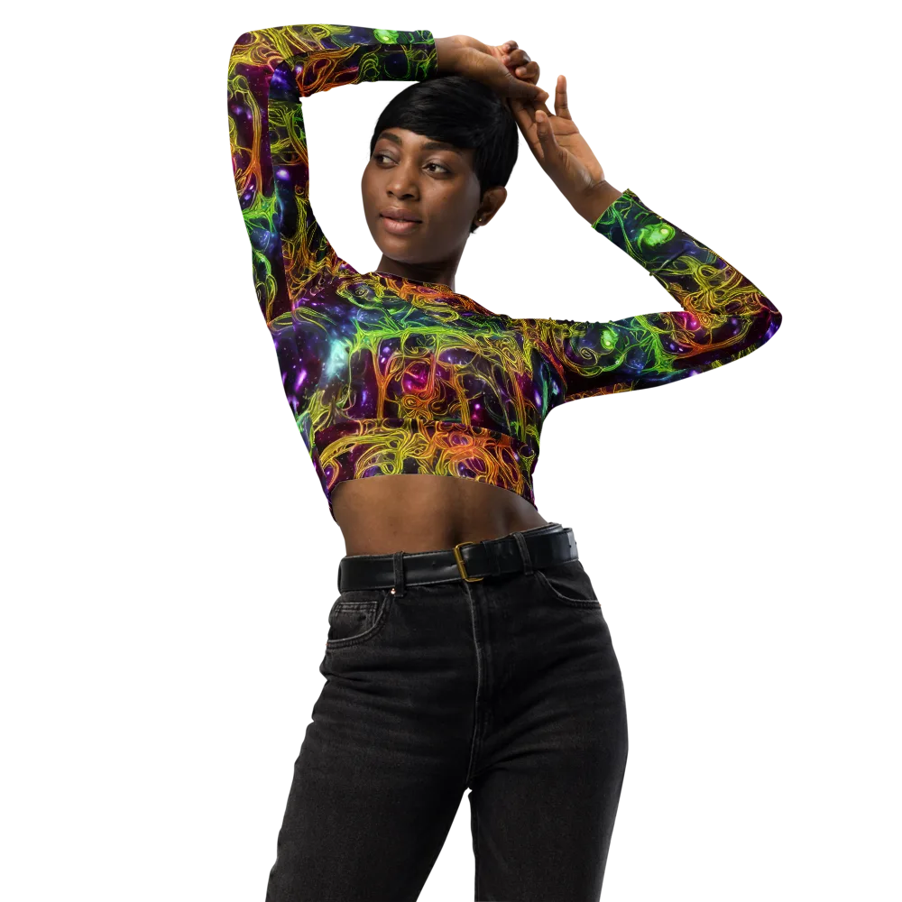 Infinite Filament on Long Sleeve Crop Top — Front
