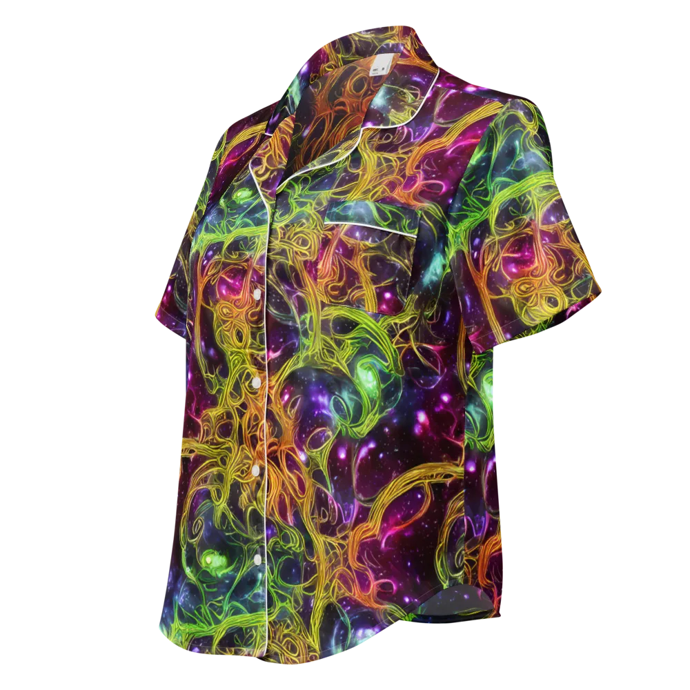 Infinite Filament on Women's Short Sleeve Pajama Top — Left Front