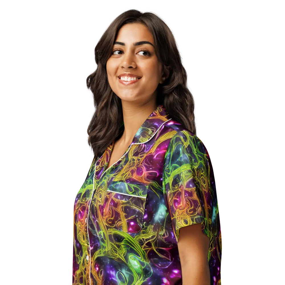 Infinite Filament on Women's Short Sleeve Pajama Top — Left Front
