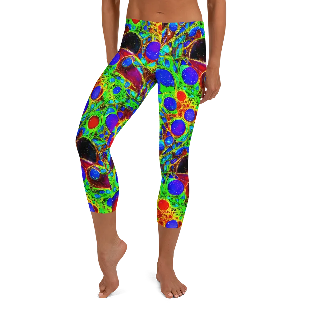 Biomorphic Burst on Capri Leggings — Front