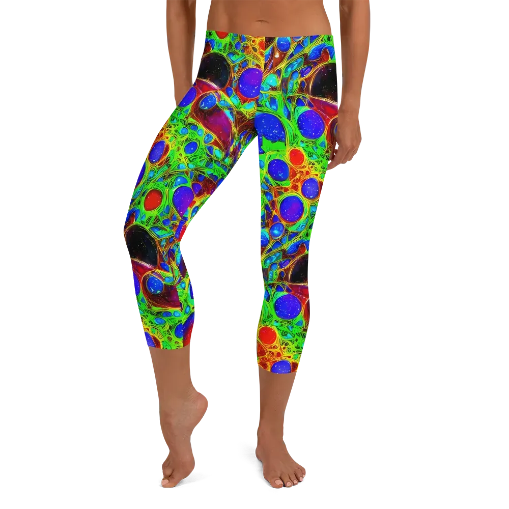 Biomorphic Burst on Capri Leggings — Front