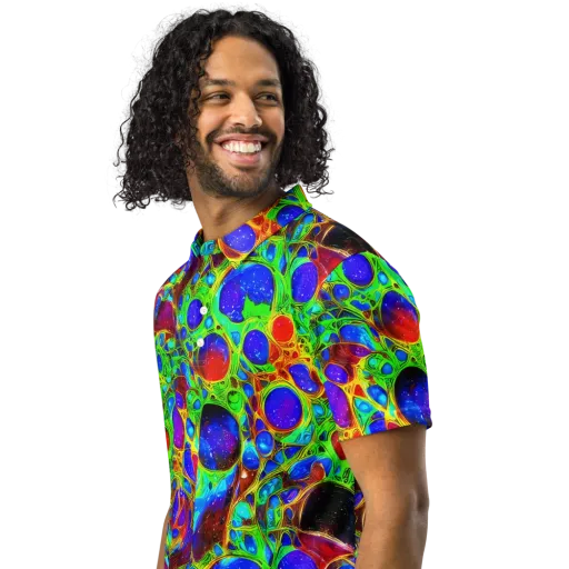 Biomorphic Burst on a Men's Slim Fit Polo Shirt