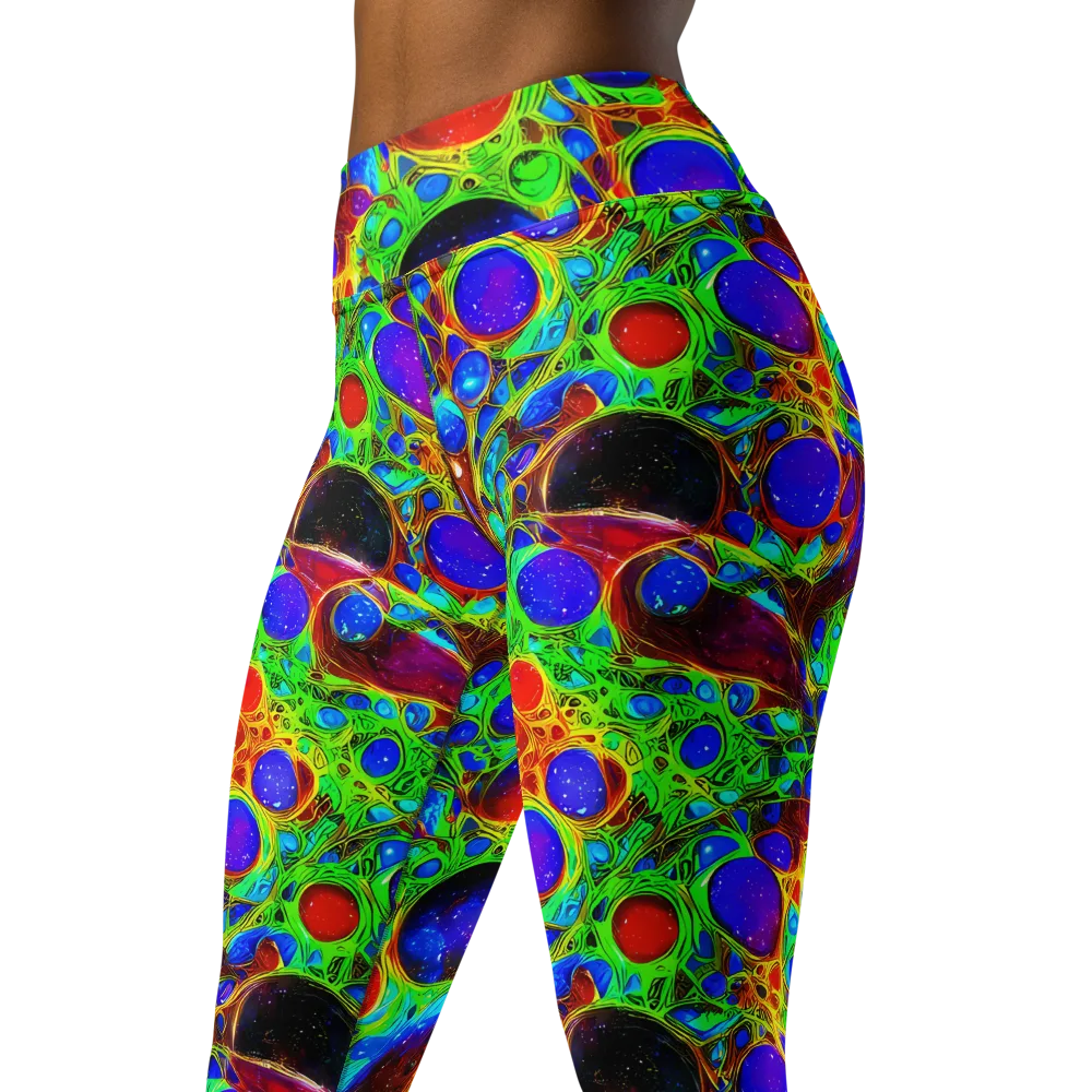 Biomorphic Burst on Yoga Leggings — Left Front