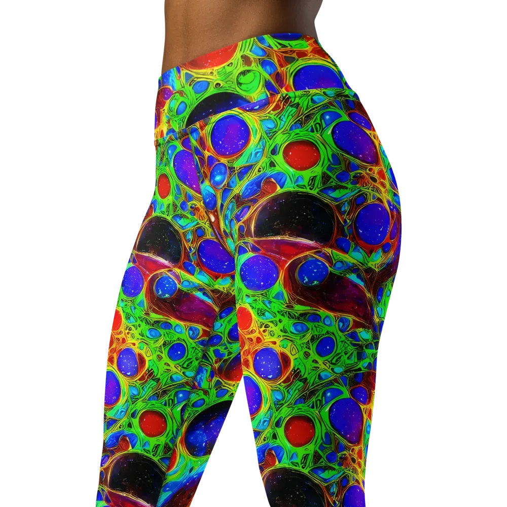 Biomorphic Burst on Yoga Leggings — Left Front