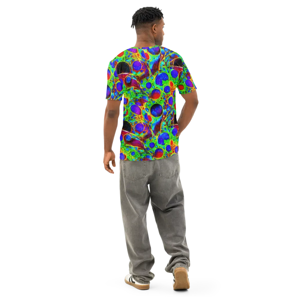 Biomorphic Burst on Men's Cotton Crew Neck T-Shirt — Back