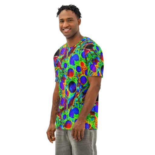Biomorphic Burst on a Men's Cotton Crew Neck T-Shirt