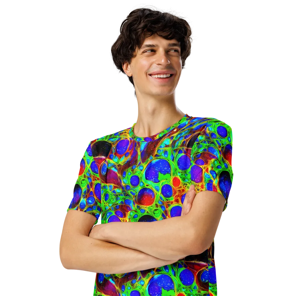 Biomorphic Burst on Men's Crew Neck T-Shirt — Left Front