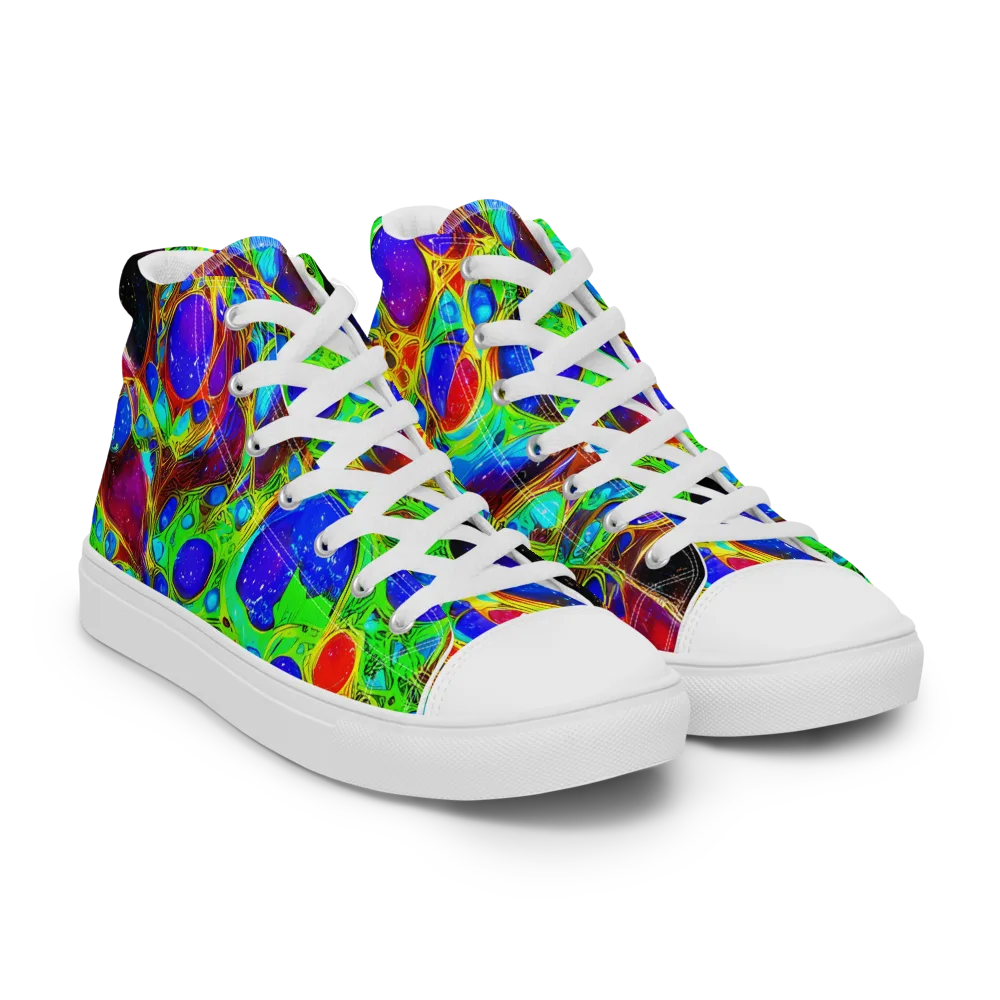 Biomorphic Burst on Men's High Top Canvas Shoes — Right Front