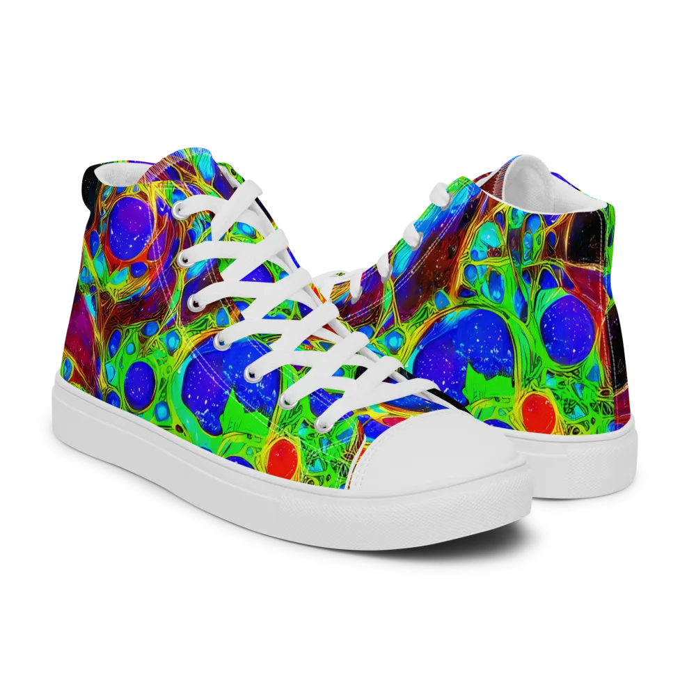 Biomorphic Burst on Men's High Top Canvas Shoes — Right