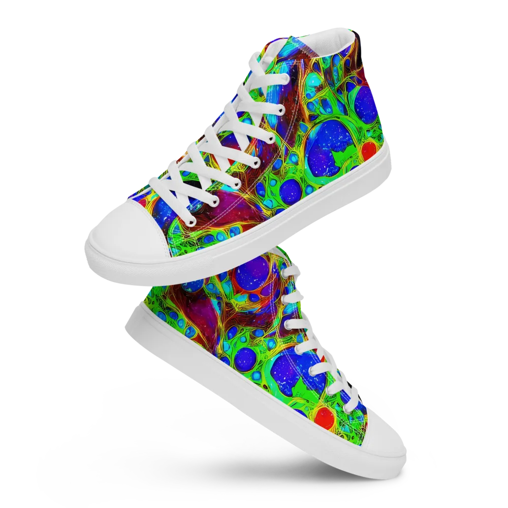 Biomorphic Burst on Men's High Top Canvas Shoes — Front