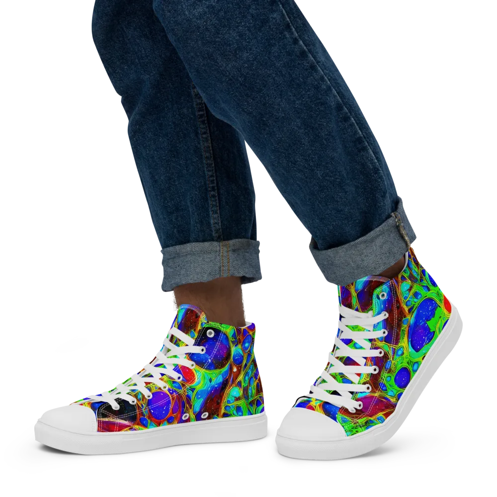 Biomorphic Burst on Men's High Top Canvas Shoes — Left