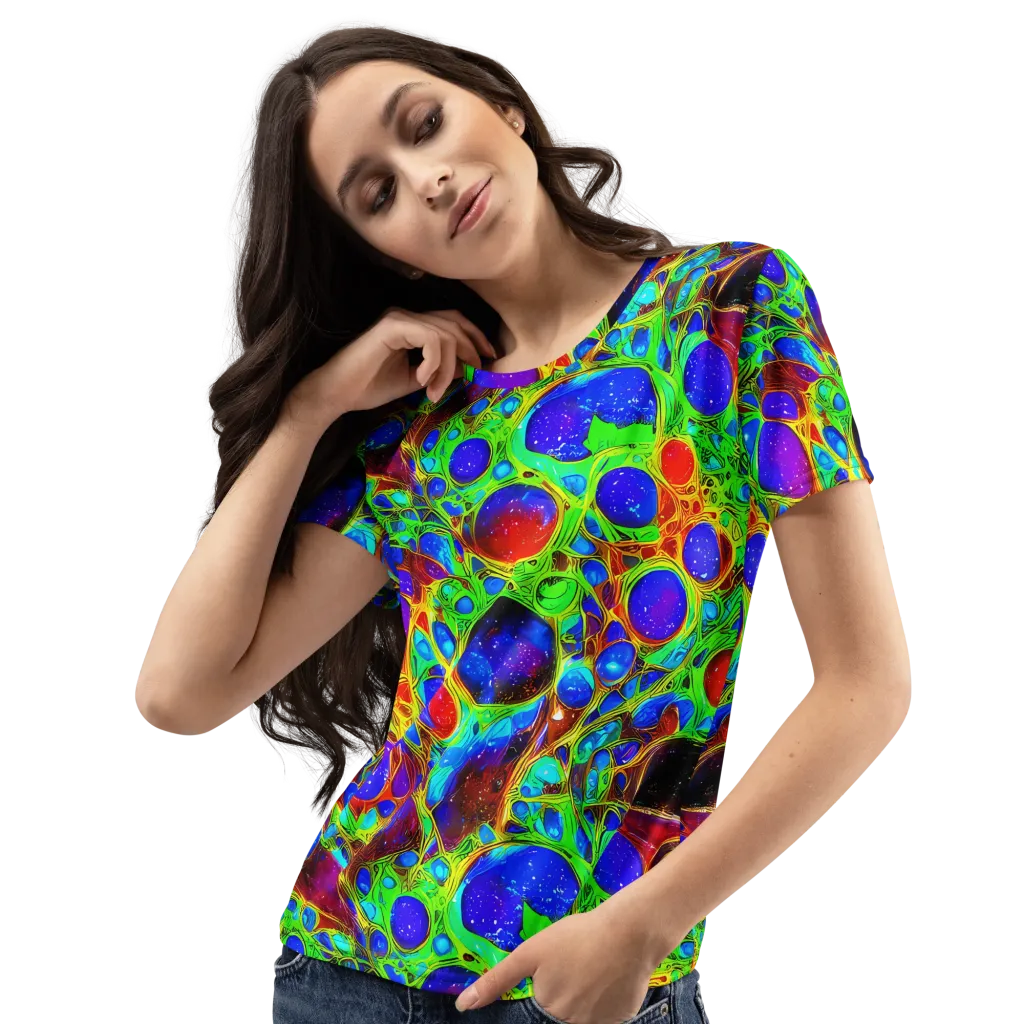 Biomorphic Burst on Women's Crew Neck T-Shirt — Left Front