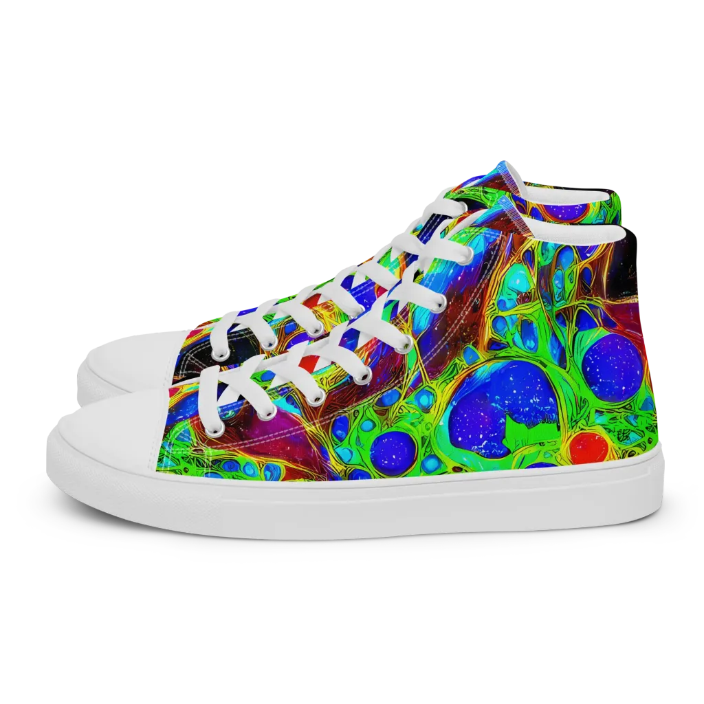 Biomorphic Burst on Women's High Top Canvas Shoes — Left