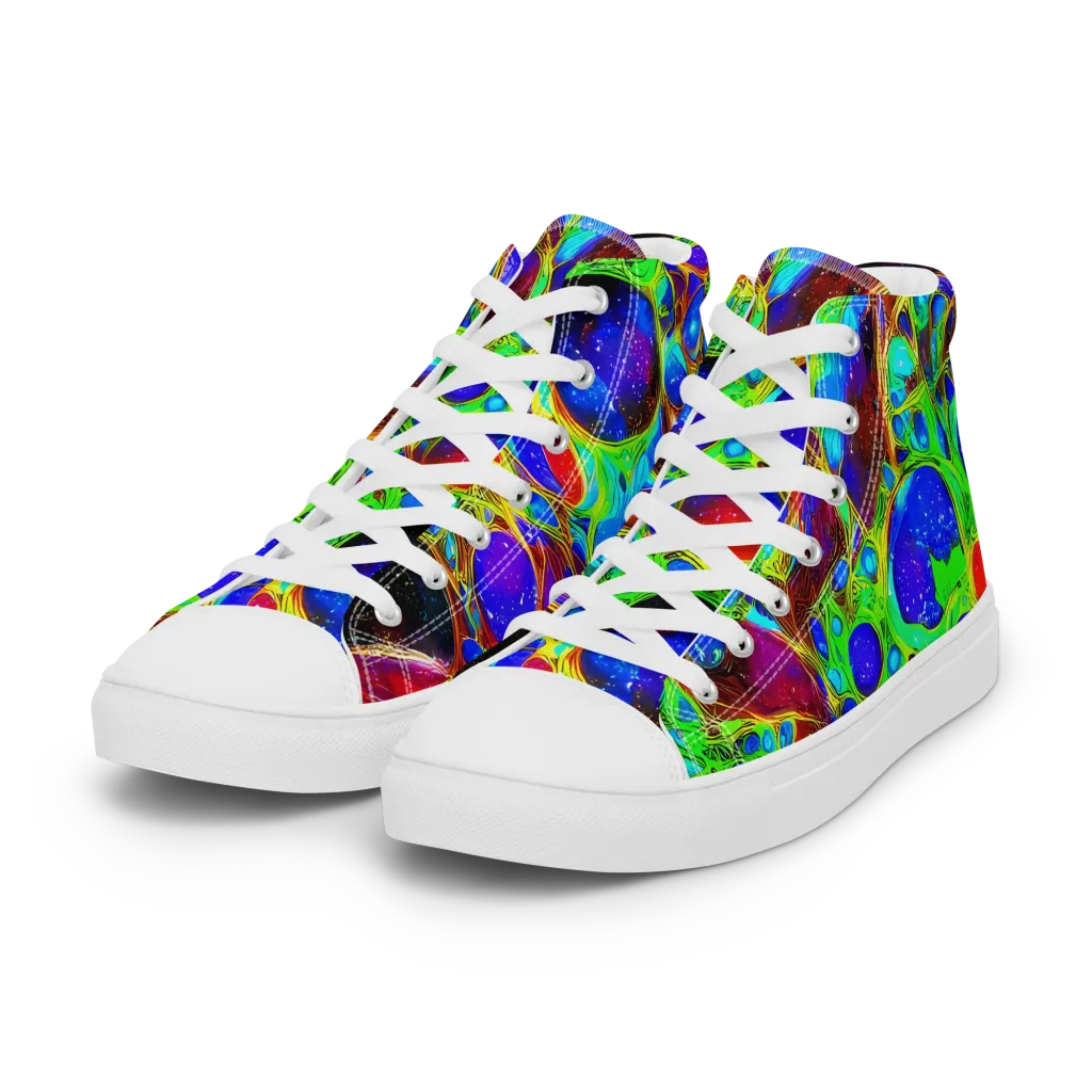 Biomorphic Burst on Women's High Top Canvas Shoes — Left Front