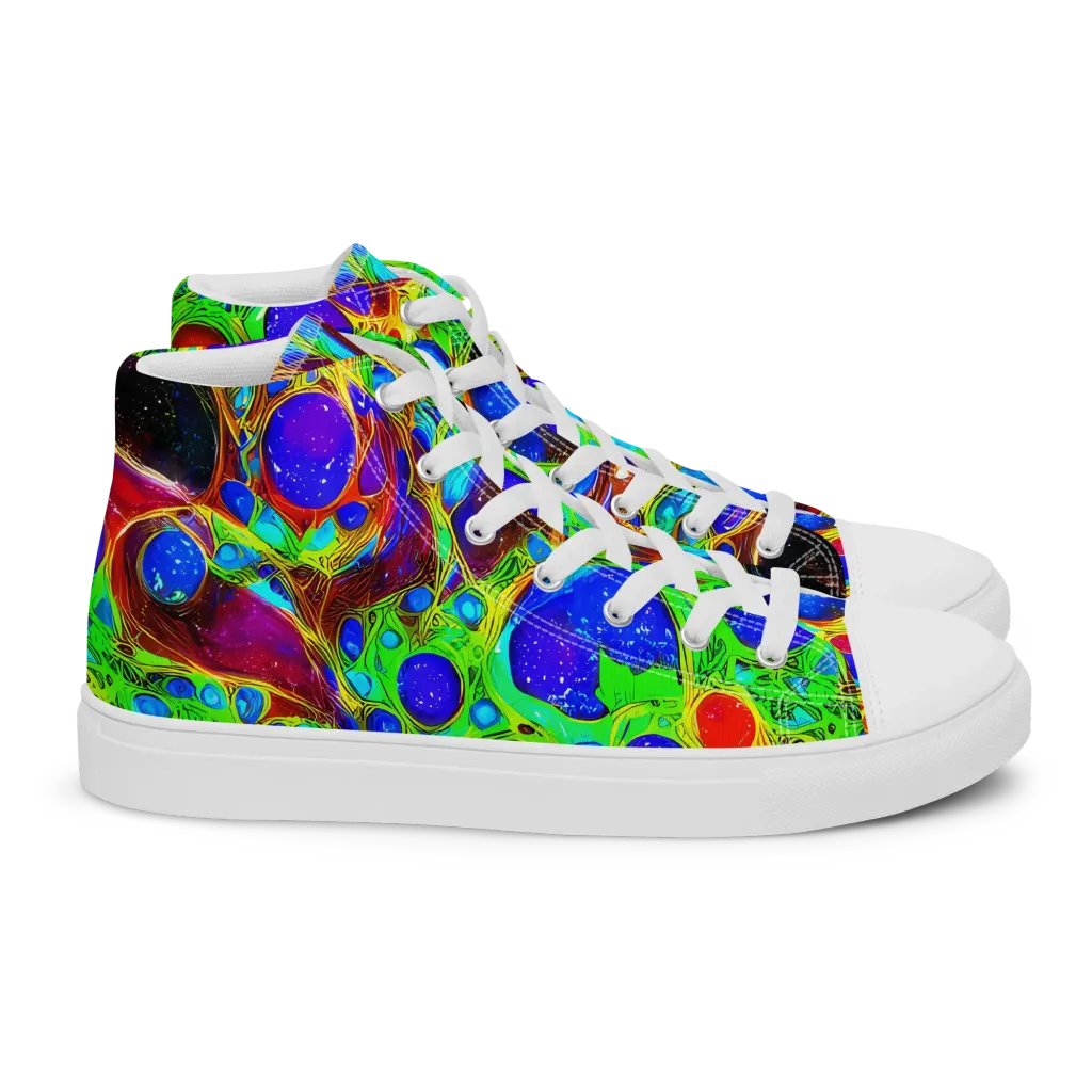 Biomorphic Burst on Women's High Top Canvas Shoes — Right