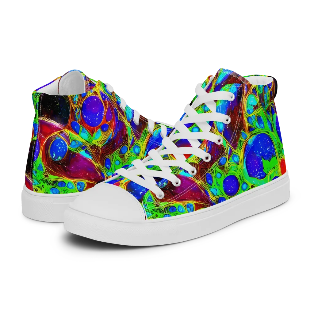 Biomorphic Burst on Women's High Top Canvas Shoes — Left