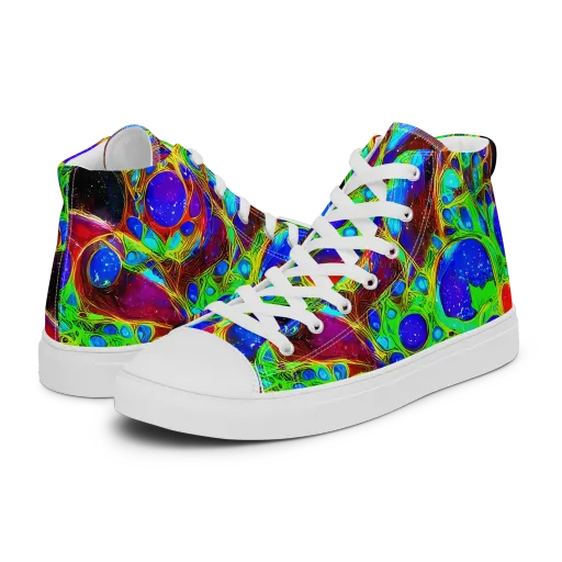 Biomorphic Burst on a Women's High Top Canvas Shoes