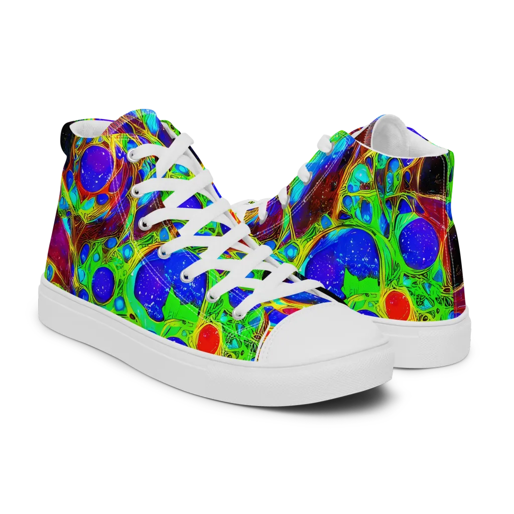 Biomorphic Burst on Women's High Top Canvas Shoes — Right