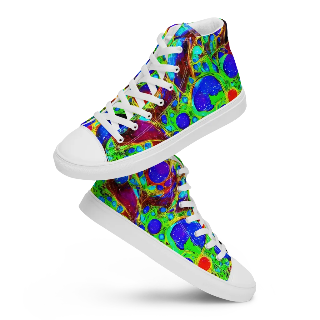 Biomorphic Burst on Women's High Top Canvas Shoes — Front