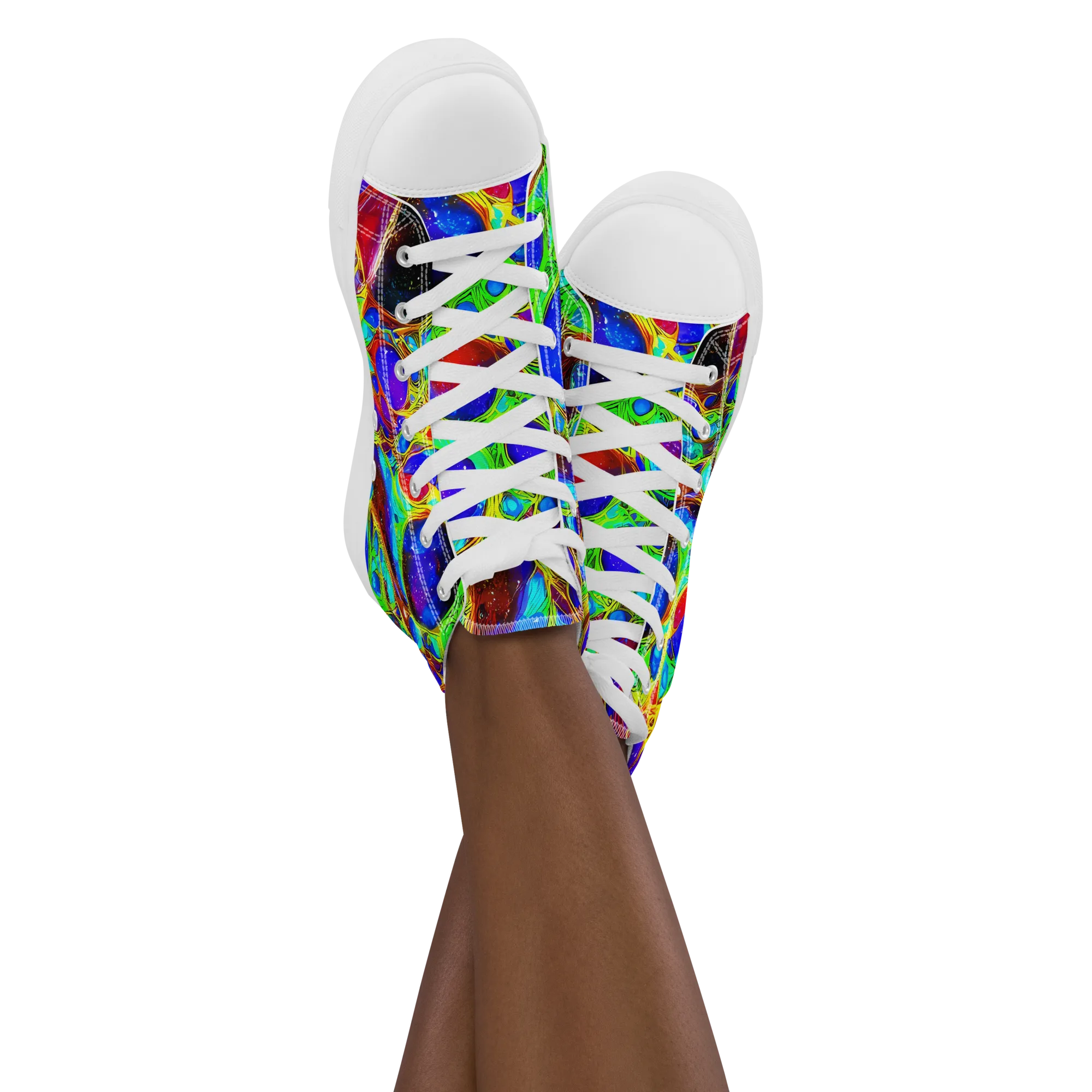 Biomorphic Burst on Women's High Top Canvas Shoes — Front