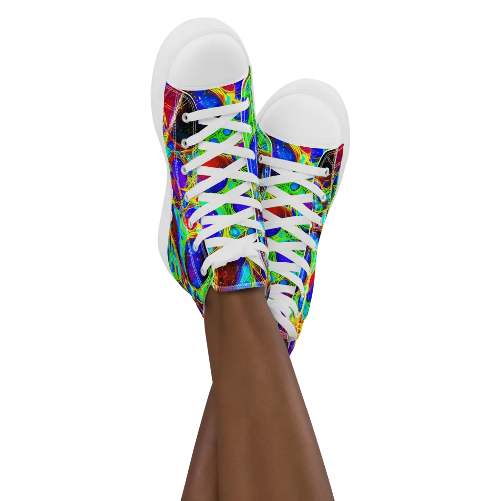 Biomorphic Burst on Women's High Top Canvas Shoes — Front