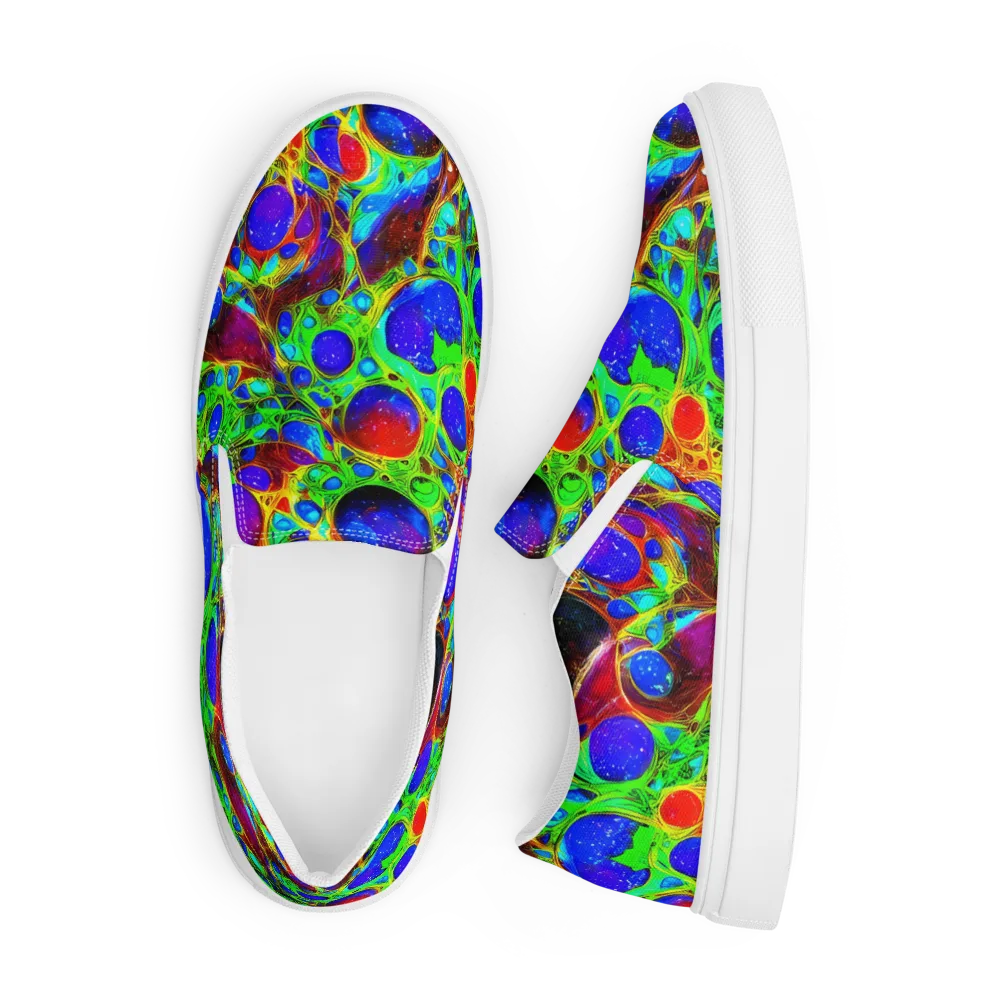Biomorphic Burst on Men's Slip-On Canvas Shoes — Front