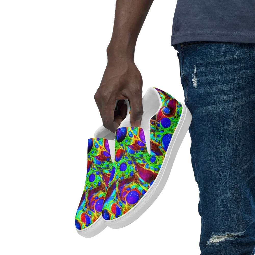 Biomorphic Burst on Men's Slip-On Canvas Shoes — Left Front