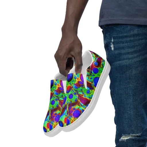 Biomorphic Burst on a Men's Slip-On Canvas Shoes