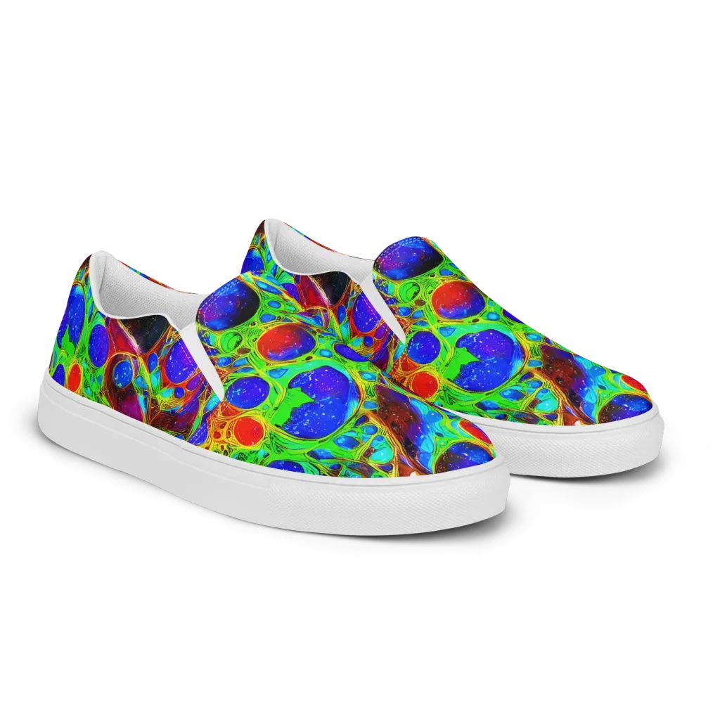 Biomorphic Burst on Women's Slip-On Canvas Shoes — Right Front