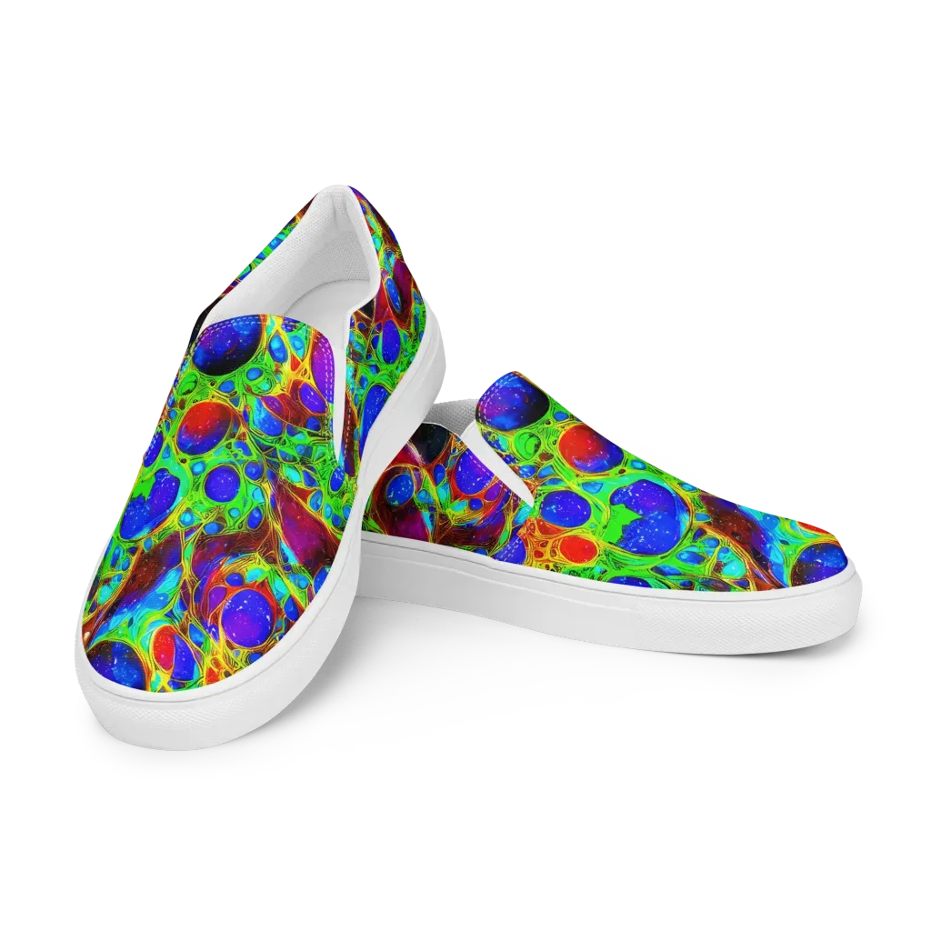 Biomorphic Burst on Women's Slip-On Canvas Shoes — Left Front
