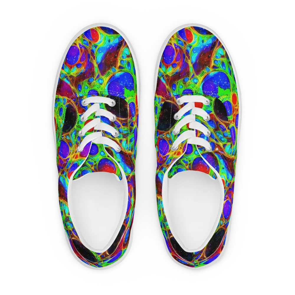 Biomorphic Burst on Men's Lace-Up Canvas Shoes — Front