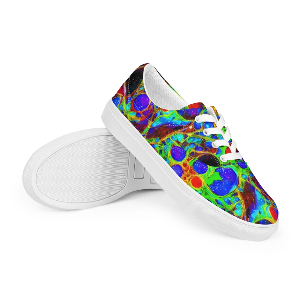 Biomorphic Burst on Men's Lace-Up Canvas Shoes — Right Front