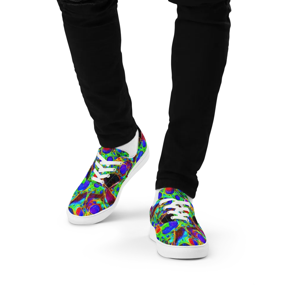 Biomorphic Burst on Men's Lace-Up Canvas Shoes — Front