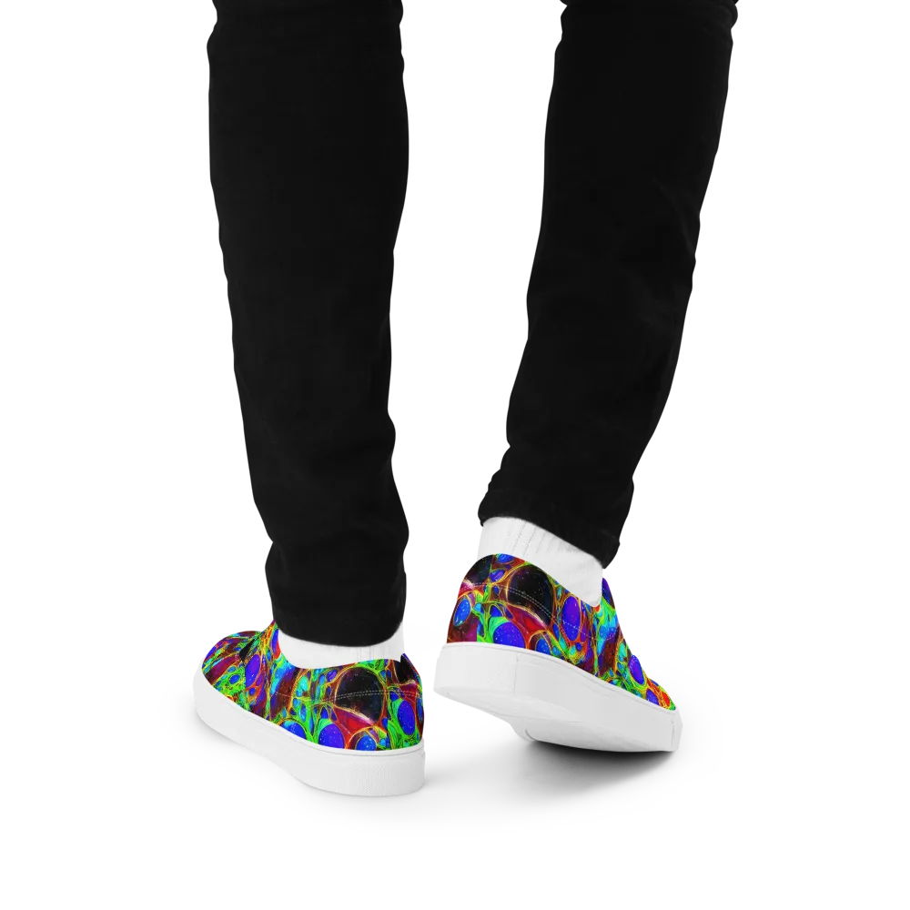 Biomorphic Burst on Men's Lace-Up Canvas Shoes — Back