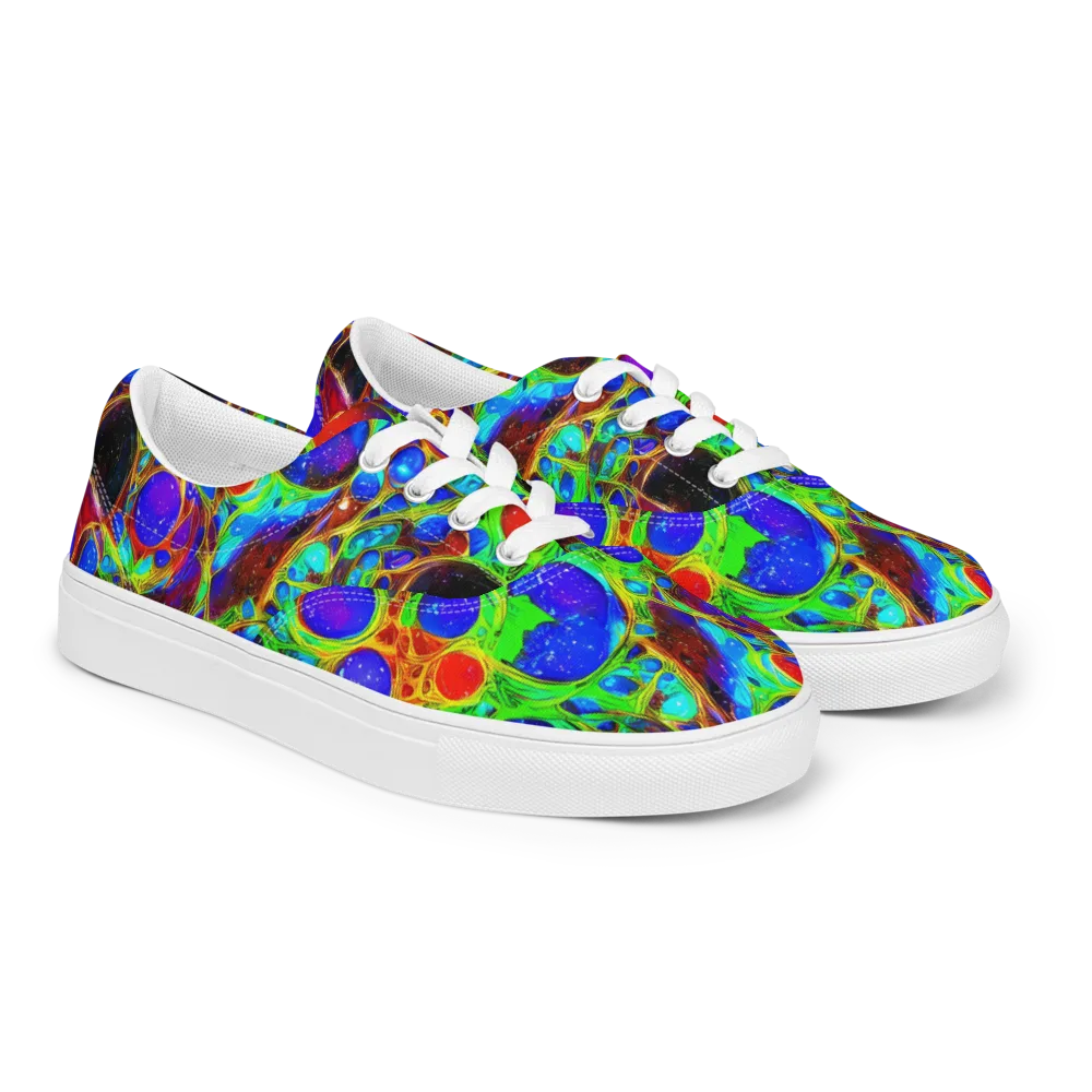Biomorphic Burst on Men's Lace-Up Canvas Shoes — Right Front