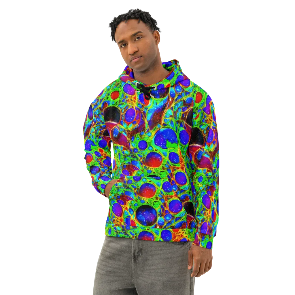 Biomorphic Burst on Cotton Hoodie — Left Front