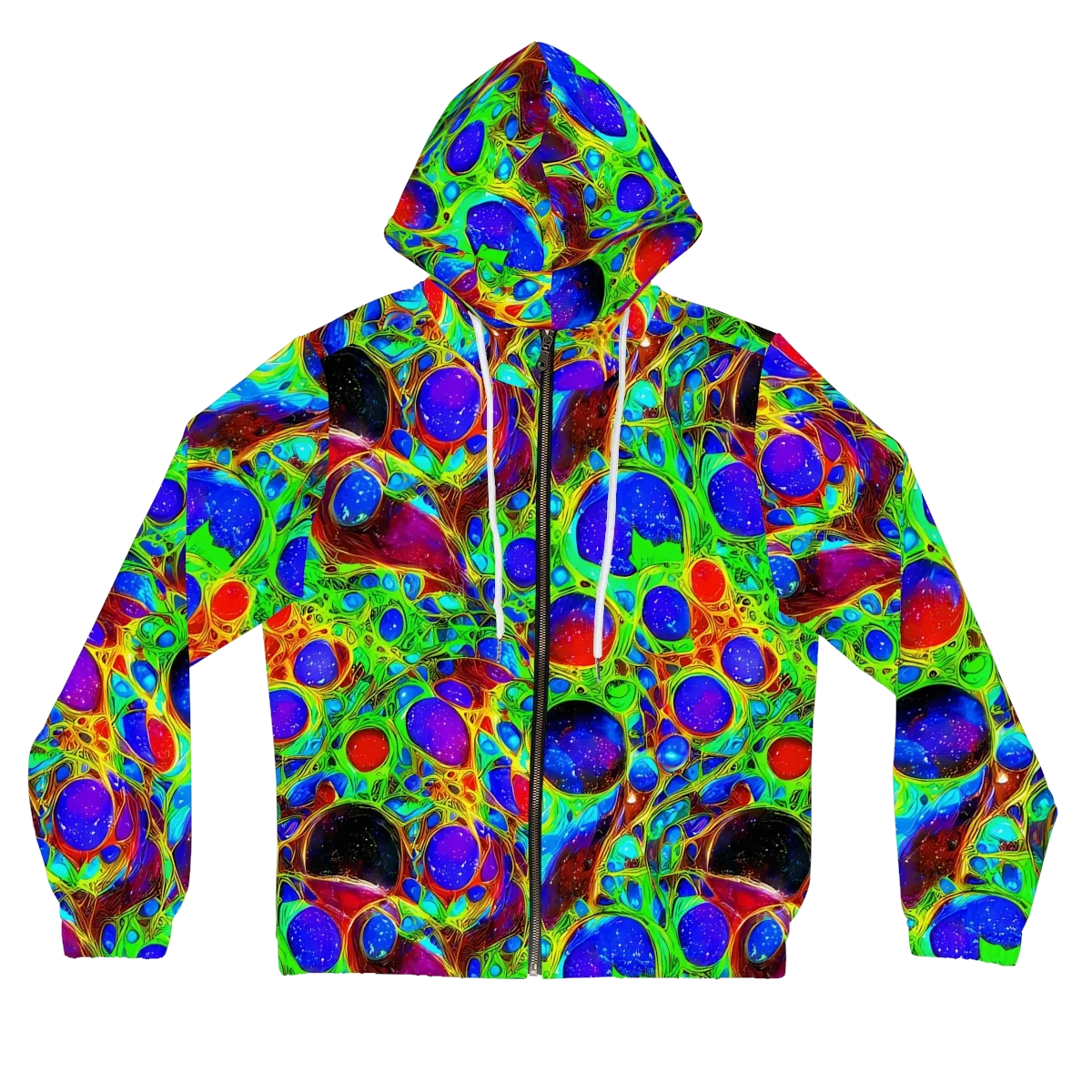 Biomorphic Burst on Women's Full-Zip Hoodie — Front