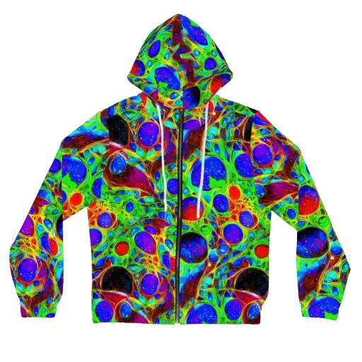 Biomorphic Burst on a Women's Full-Zip Hoodie