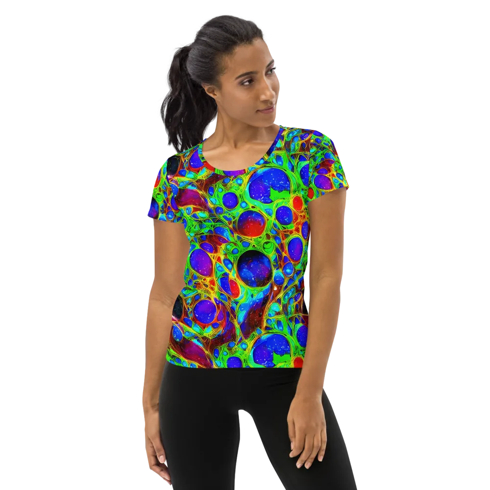 Biomorphic Burst on Women's Athletic T-Shirt — Front