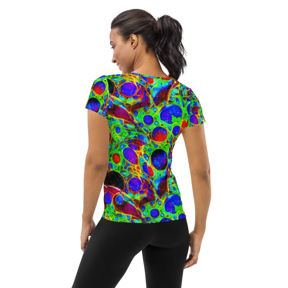 Biomorphic Burst on Women's Athletic T-Shirt — Back