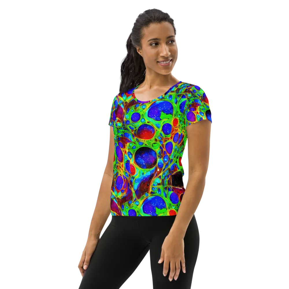 Biomorphic Burst on Women's Athletic T-Shirt — Left