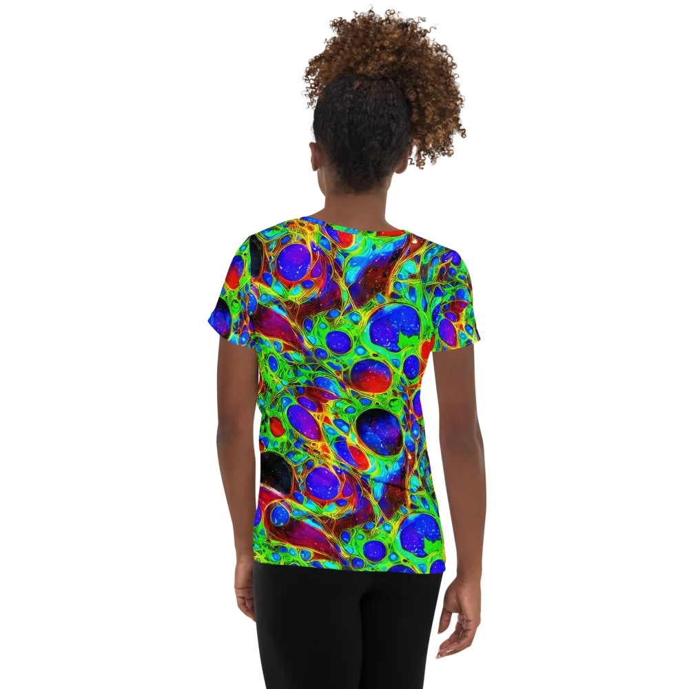 Biomorphic Burst on Women's Athletic T-Shirt — Back