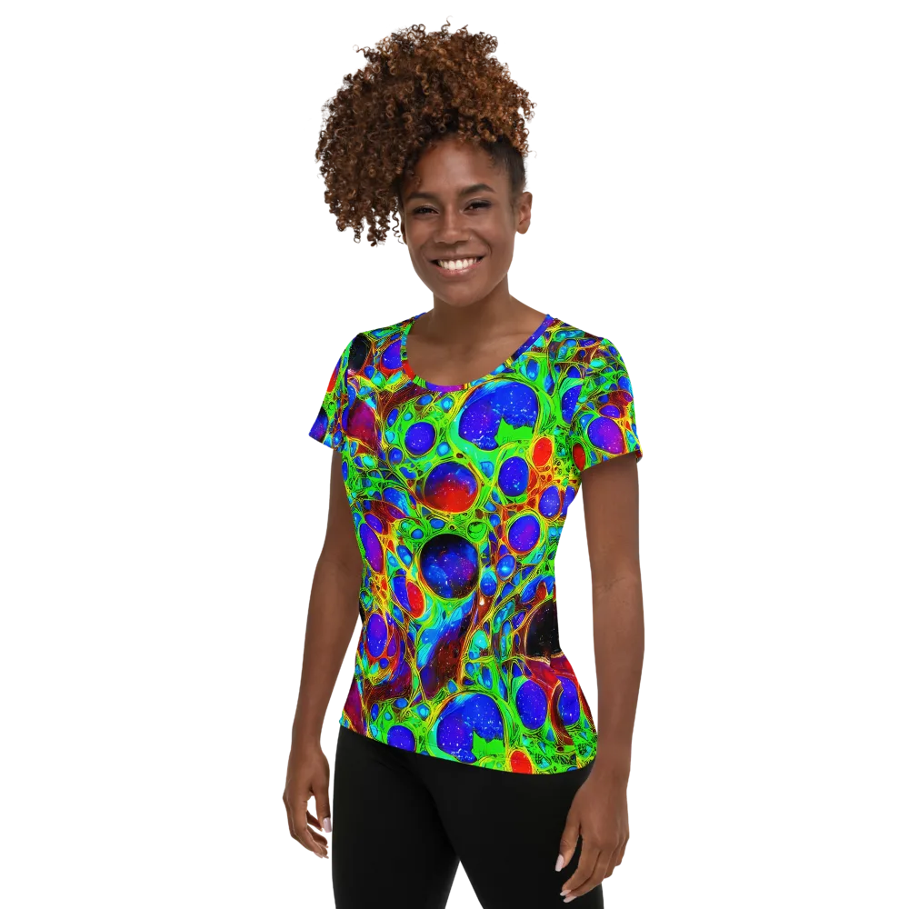 Biomorphic Burst on Women's Athletic T-Shirt — Left