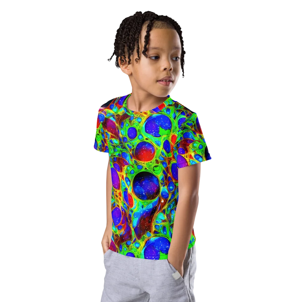 Biomorphic Burst on Kids Crew Neck T-Shirt — Left Front