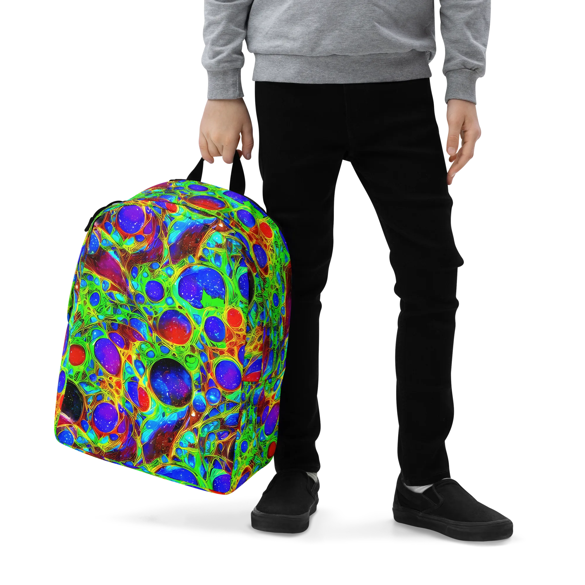 Biomorphic Burst on Minimalist Backpack — Zoomed-in