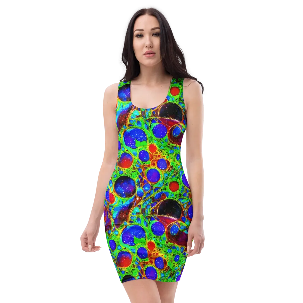Biomorphic Burst on Bodycon Dress — Front