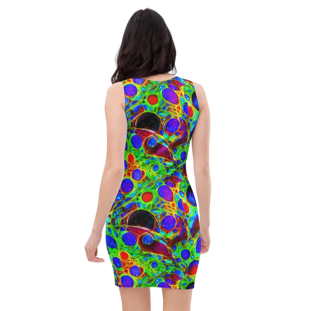 Biomorphic Burst on Bodycon Dress — Back