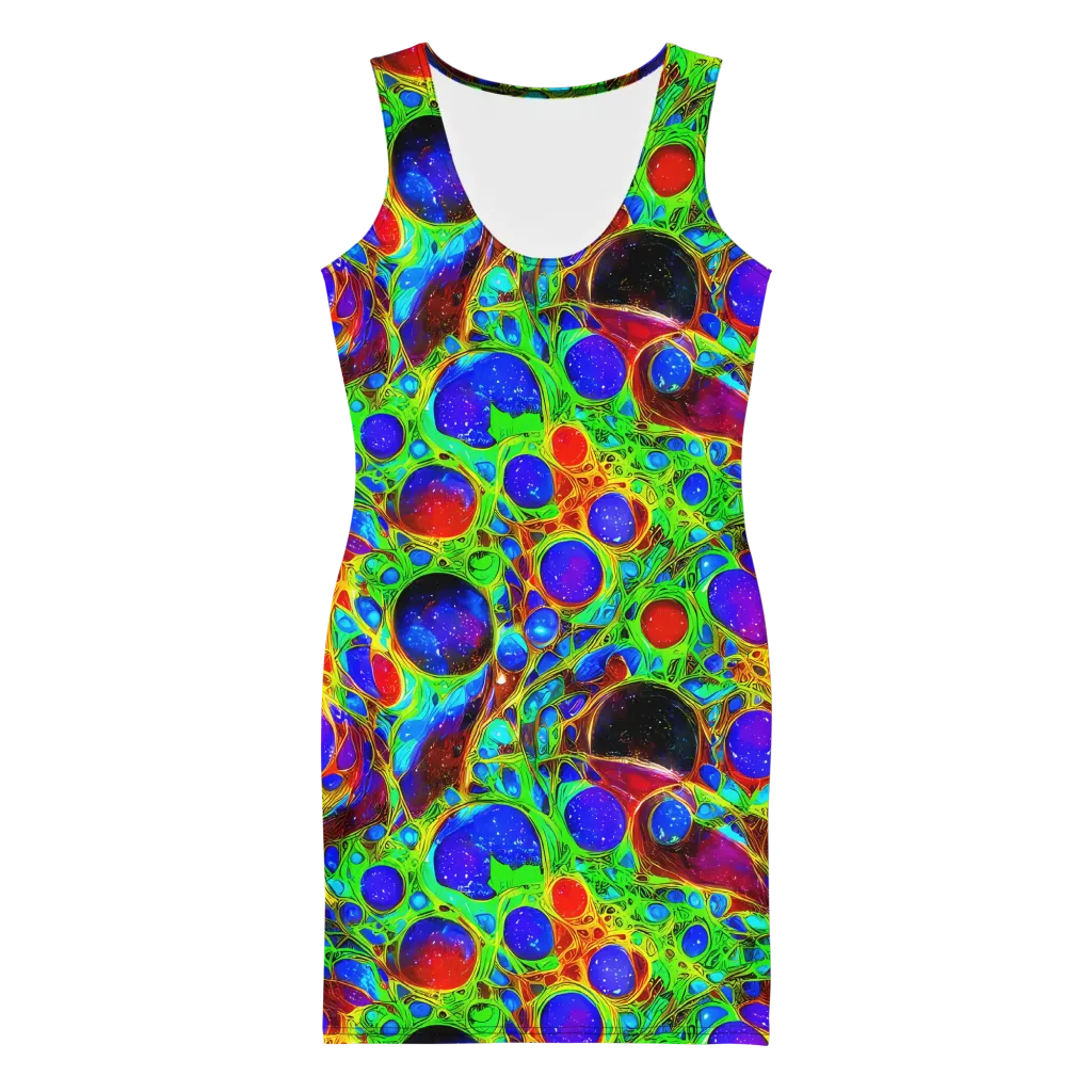 Biomorphic Burst on Bodycon Dress — Front