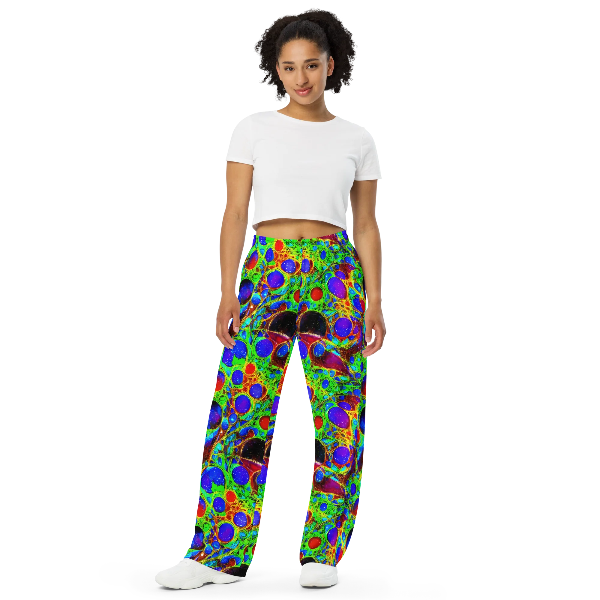 Biomorphic Burst on Wide-Leg Pants — Front