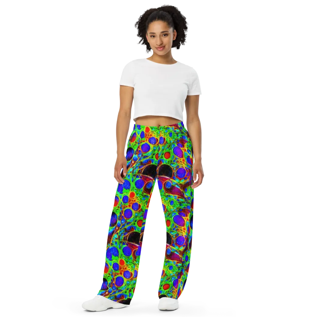 Biomorphic Burst on Wide-Leg Pants — Front